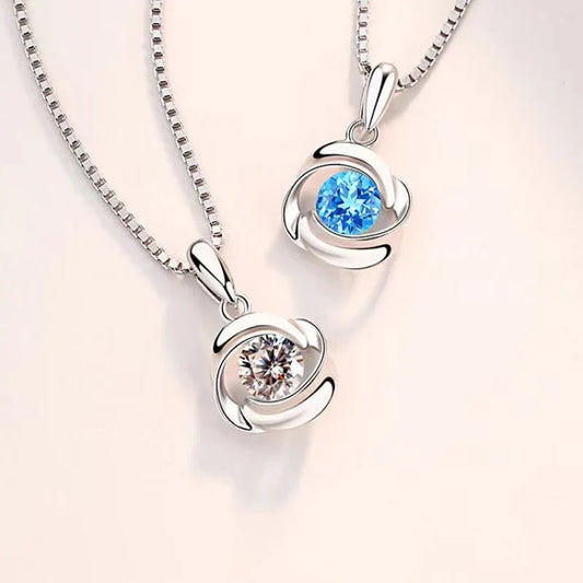 Free Sample Blue Crystal Pendant Female S925 Sliver Necklace Colgante Sapphire Jewelry Bizuteria Pendant Pierscionki Gemstone